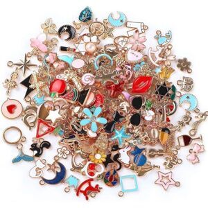 170Pcs Assorted Gold Plated Enamel Charms for DIY Jewelry Making